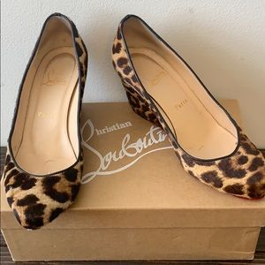 Christian Louboutin leopard pony hair wedges